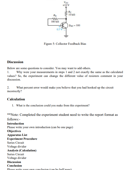 Solved Lab report - Experiment 3- BJT Circuit *experiment | Chegg.com