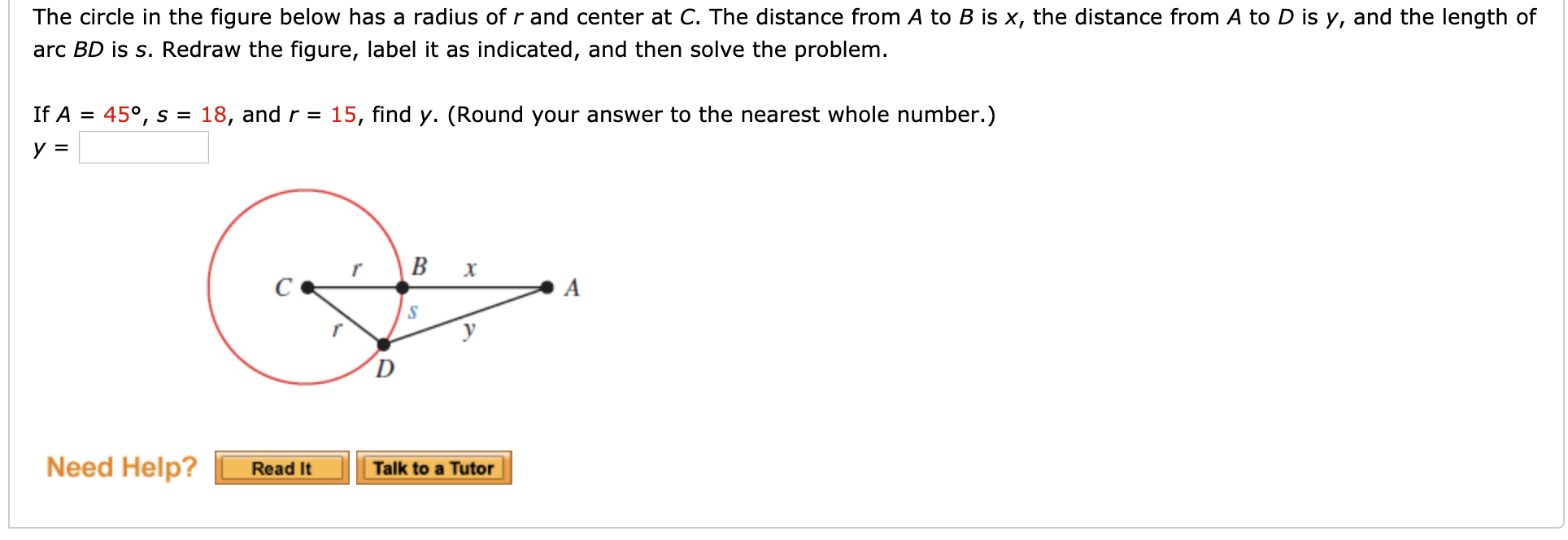 Solved The circle in the figure below has a radius of r and | Chegg.com