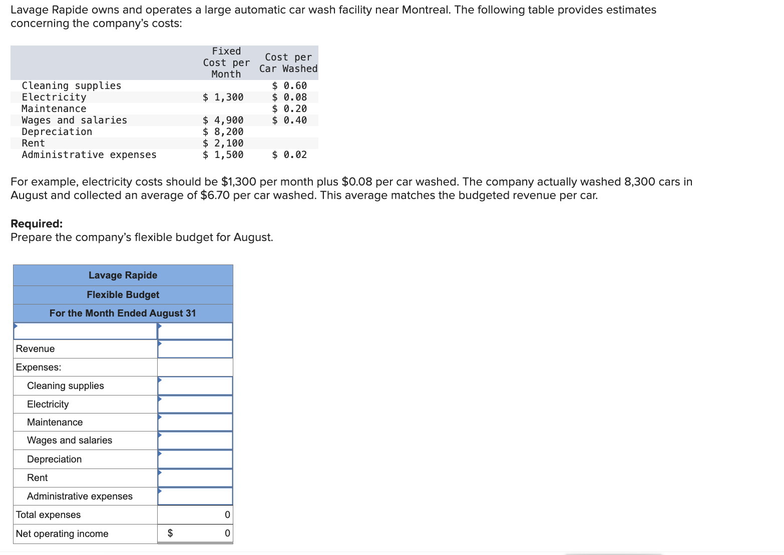 Solved Lavage Rapide owns and operates a large automatic car