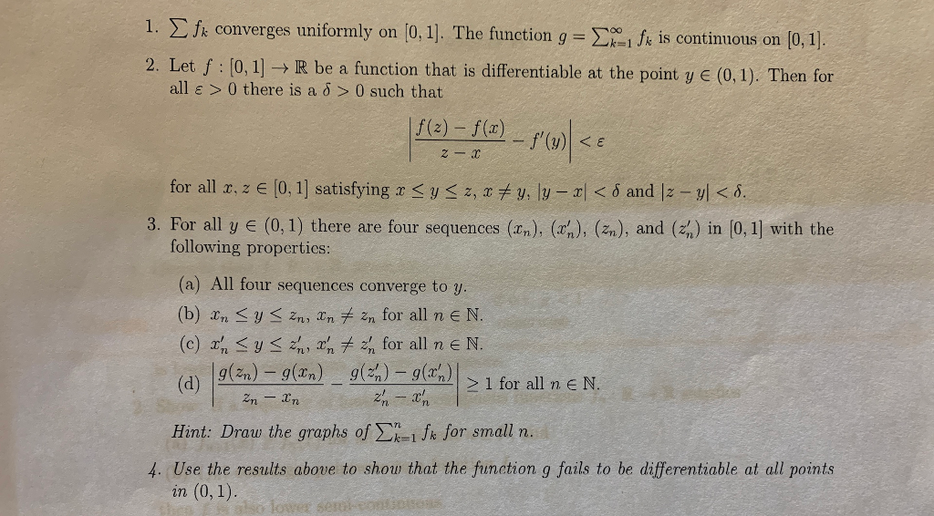 Solved Problem 4 The problem will establish the existence of | Chegg.com