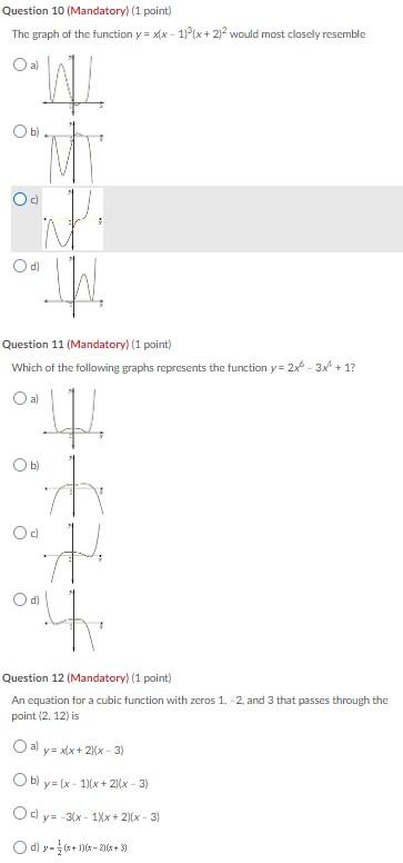 Solved Question 10 Mandatory 1 Point The Graph Of The Chegg Com