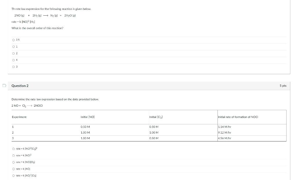 Solved 1. What Is The Overall Order Of This Reaction? 2. | Chegg.com