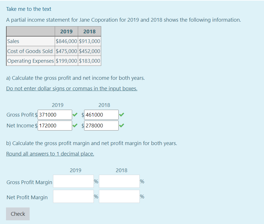 Solved A partial income statement for Jane Coporation for | Chegg.com