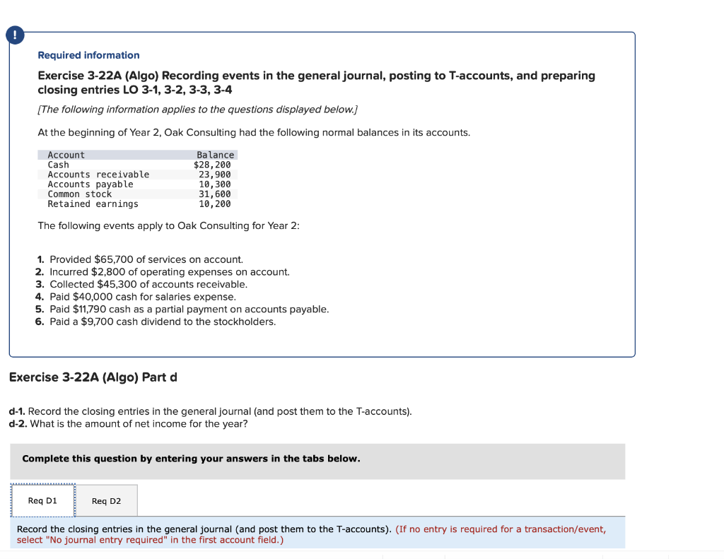 Solved Exercise 3-22A (Algo) Recording events in the general | Chegg.com