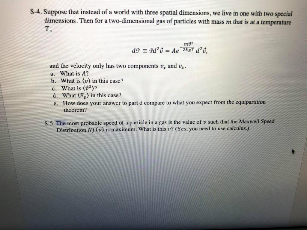 Solved S 4 Suppose That Instead Of A World With Three Sp Chegg Com