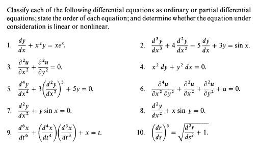 Solved Classify each of the following differential equations | Chegg.com