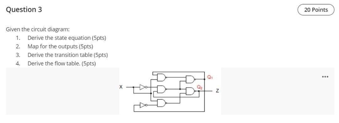 Solved Question 3 Given the circuit diagram: 1. Derive the | Chegg.com