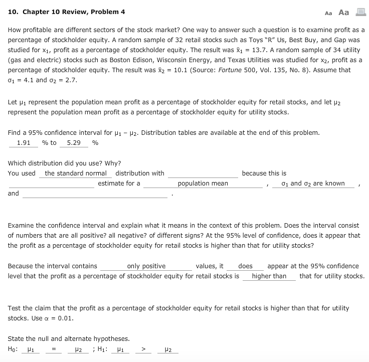 Solved 10. Chapter 10 Review, Problem 4 Aa Aa How profitable | Chegg.com