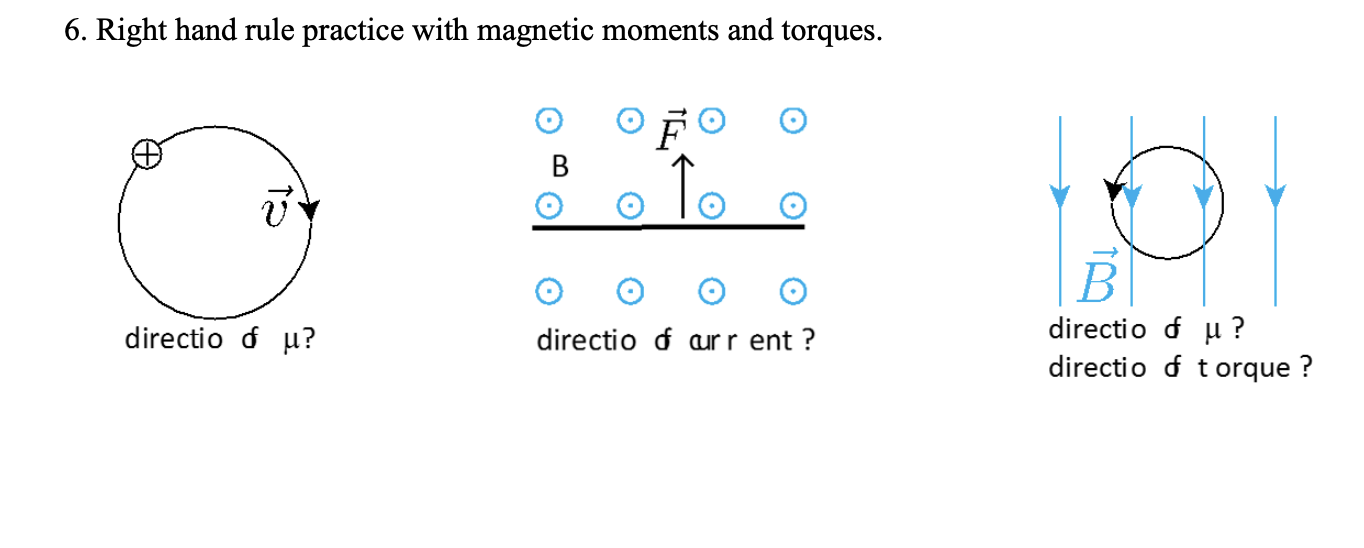 Solved 6. Right hand rule practice with magnetic moments and | Chegg.com