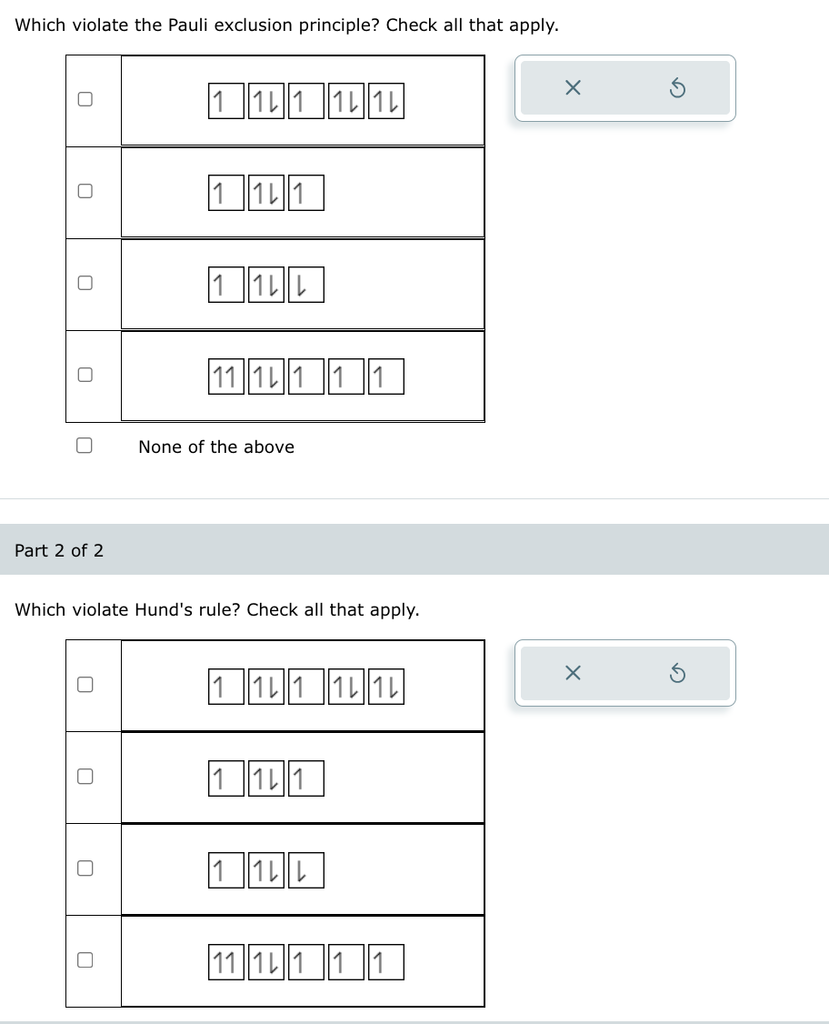 Solved Which violate the Pauli exclusion principle? Check