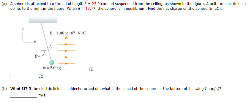 Solved (a) ﻿A sphere is attached to a thread of length | Chegg.com