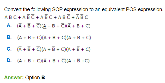 Solved Convert the following SOP expression to an equivalent | Chegg.com