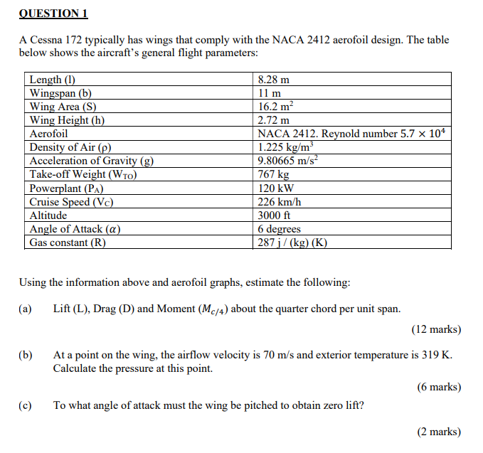 Solved QUESTION 1 A Cessna 172 Typically Has Wings That | Chegg.com