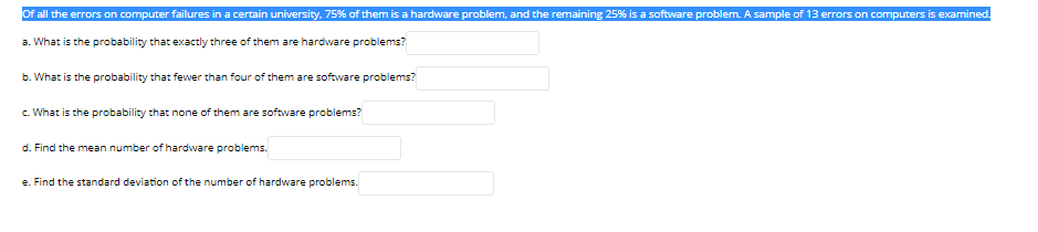 Solved Of all the errors on computer failures in a certain | Chegg.com