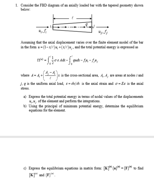 Solved 1. Consider the FBD diagram of an axially loaded bar | Chegg.com