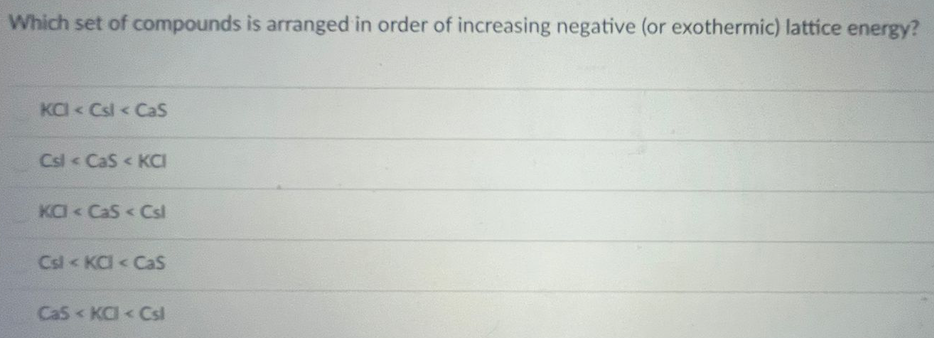 Solved Which set of compounds is arranged in order of | Chegg.com