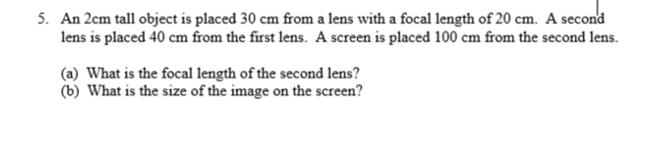 a 2 cm tall object is placed 40 cm