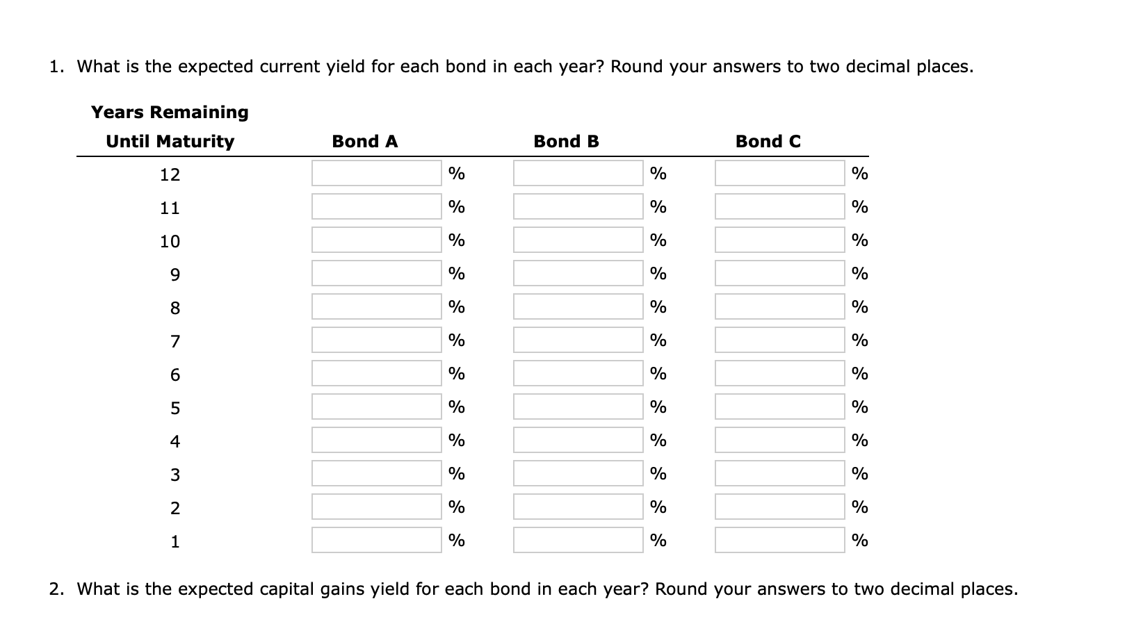 Solved 2. What is the expected capital gains yield for each | Chegg.com