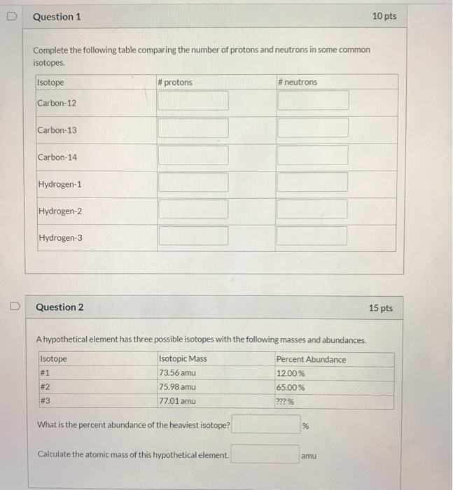 Solved Question 1 10 pts Complete the following table | Chegg.com
