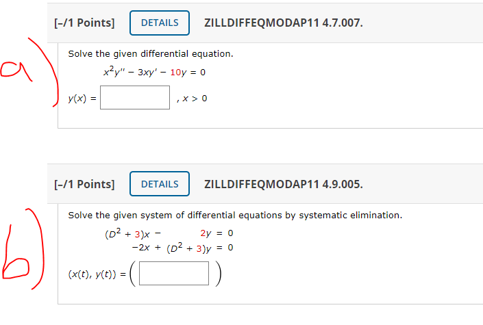 Solved [-/1 Points] DETAILS ZILLDIFFEQMODAP11 4.7.007. Solve | Chegg.com