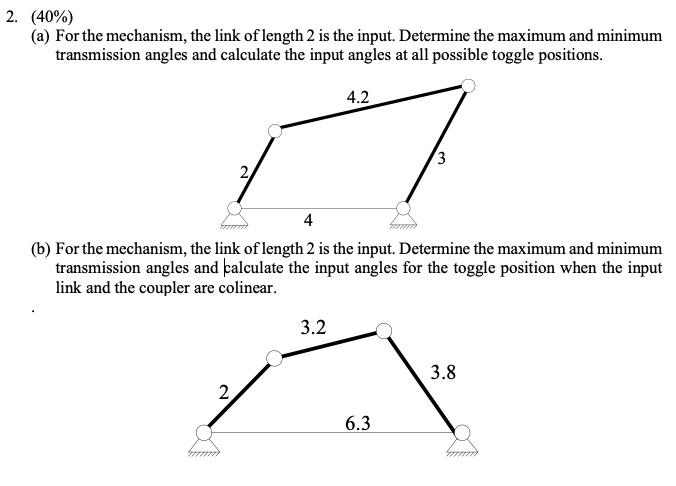 Solved (a) For the mechanism, the link of length 2 is the | Chegg.com