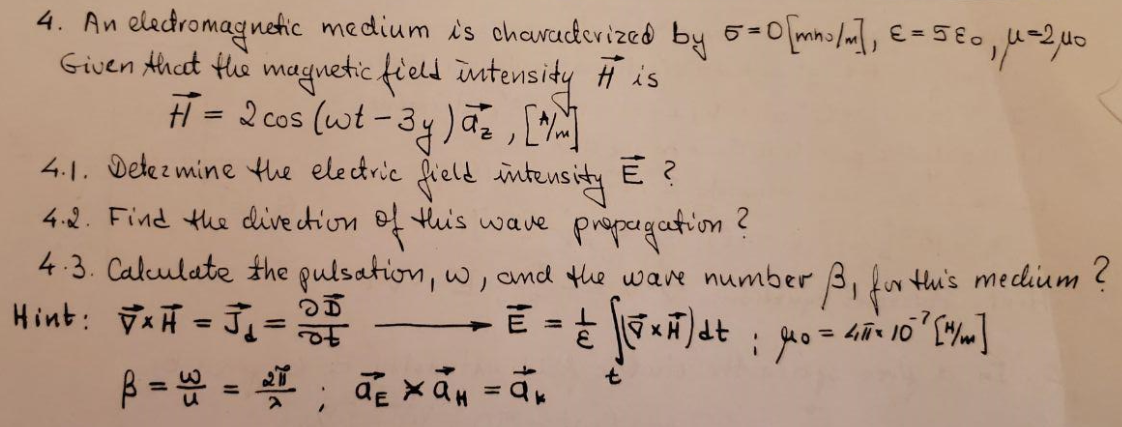 Solved 4 An Eladromagnetic Medium Is Chouradovized By 6 Chegg Com