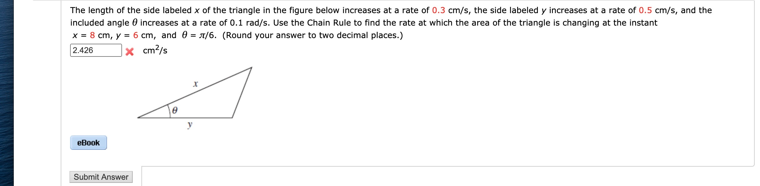 Solved The length of the side labeled x of the triangle in | Chegg.com