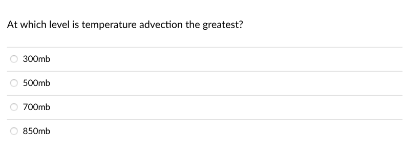 Solved At which level is temperature advection the greatest? | Chegg.com