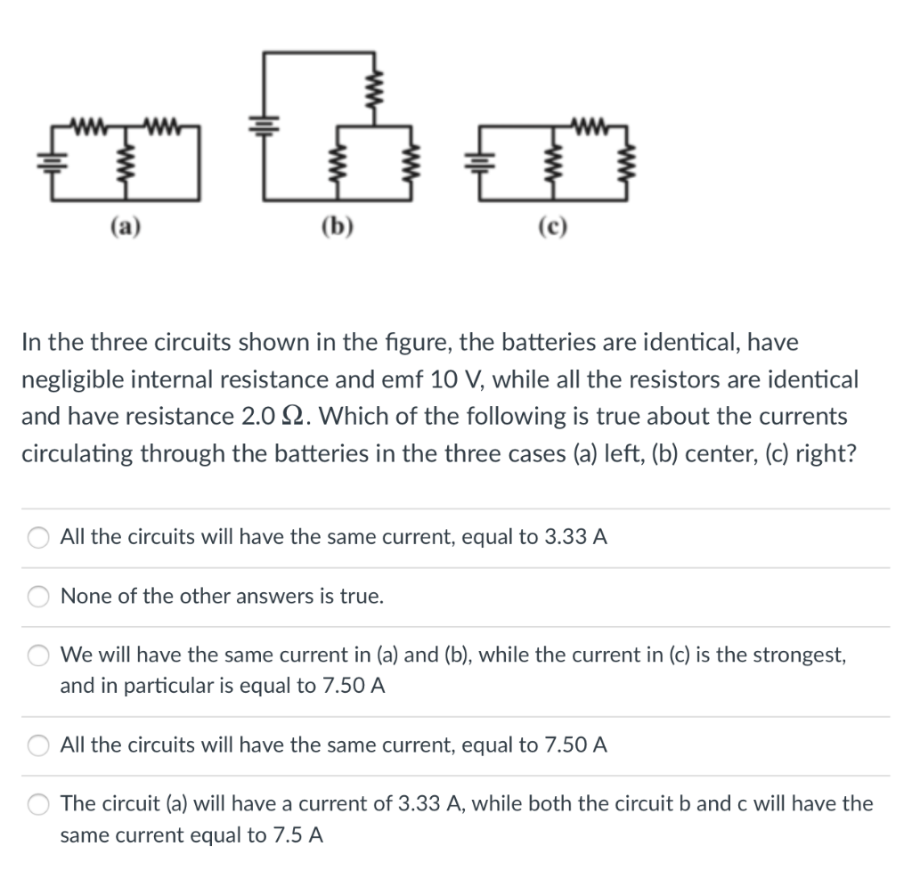 Solved Ww W ៗ (a) (b) (c) In The Three Circuits Shown In The | Chegg.com