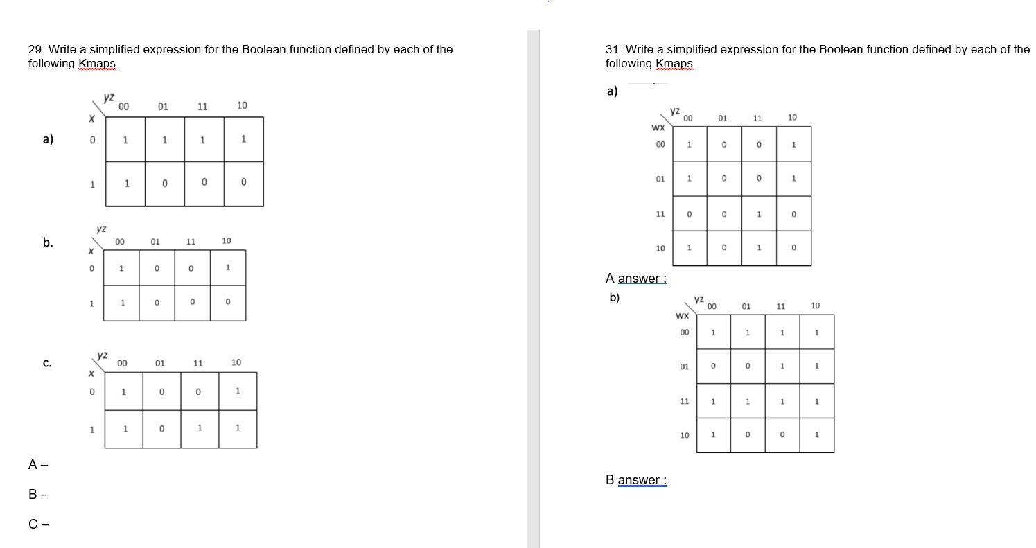 Solved 29. Write a simplified expression for the Boolean | Chegg.com