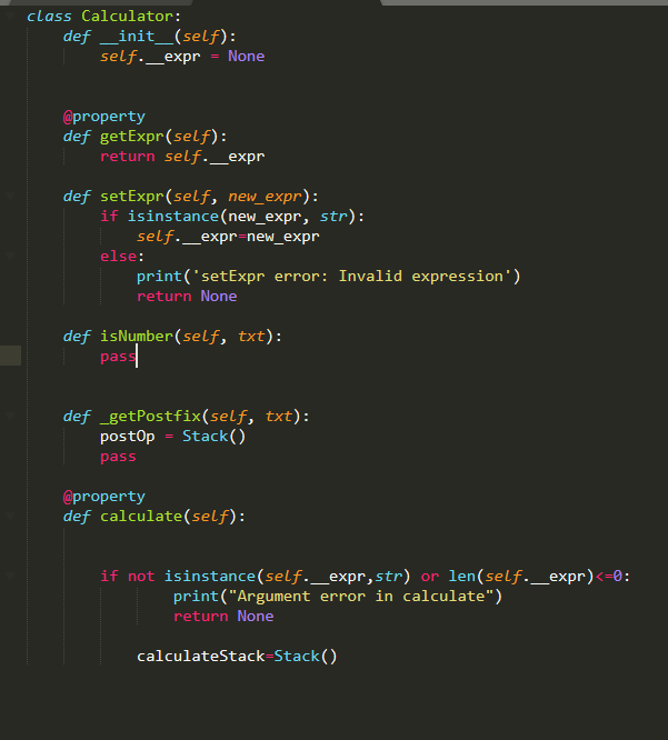 Calculator Class (Python) The input passed to this