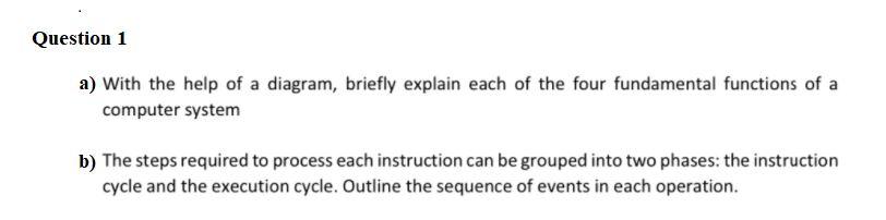 Solved Question 1 a) With the help of a diagram, briefly | Chegg.com