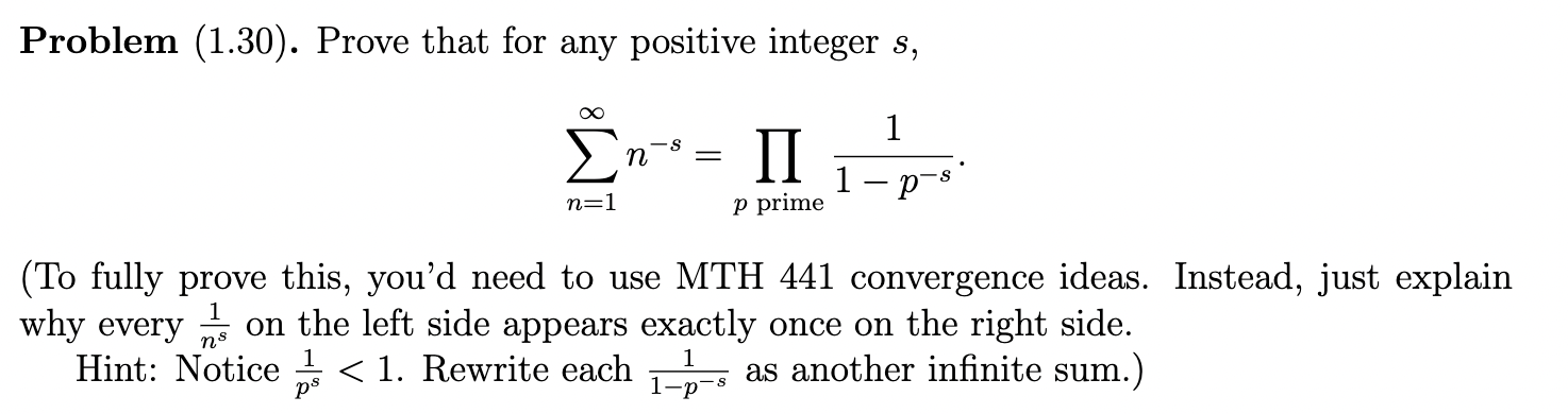 Solved Problem (1.30). Prove that for any positive integer | Chegg.com