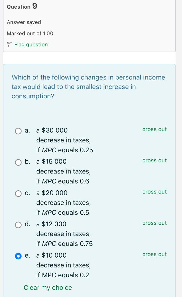 Solved Question 9 Answer saved Marked out of 1.00 Flag | Chegg.com