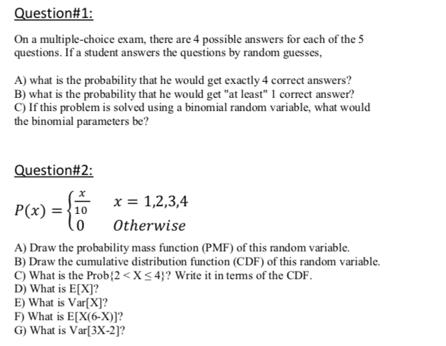 Solved Question#1: On a multiple-choice exam, there are 4 | Chegg.com