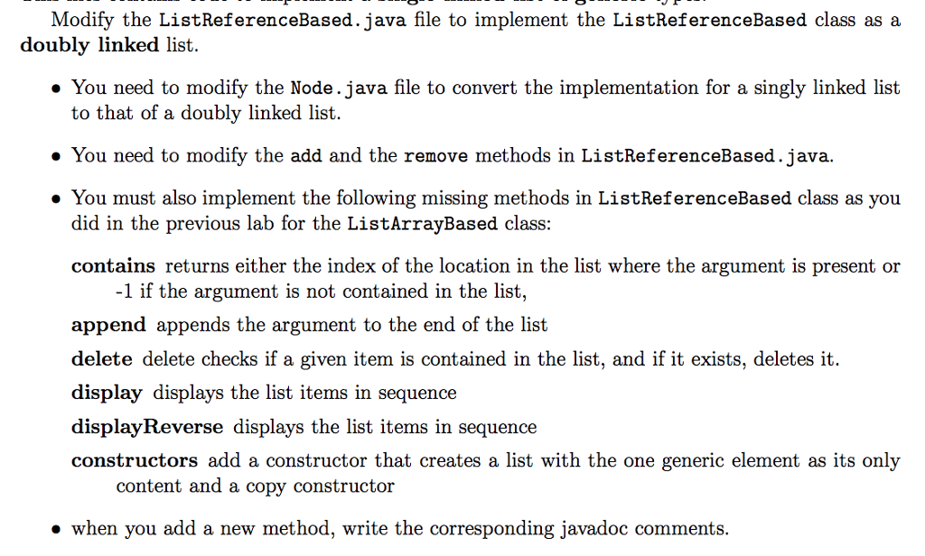 Javadoc Bullet List