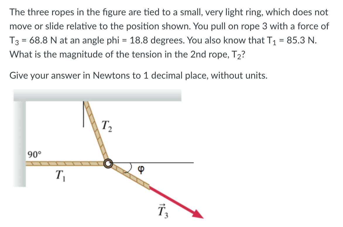 Solved The three ropes in the figure are tied to a small, | Chegg.com