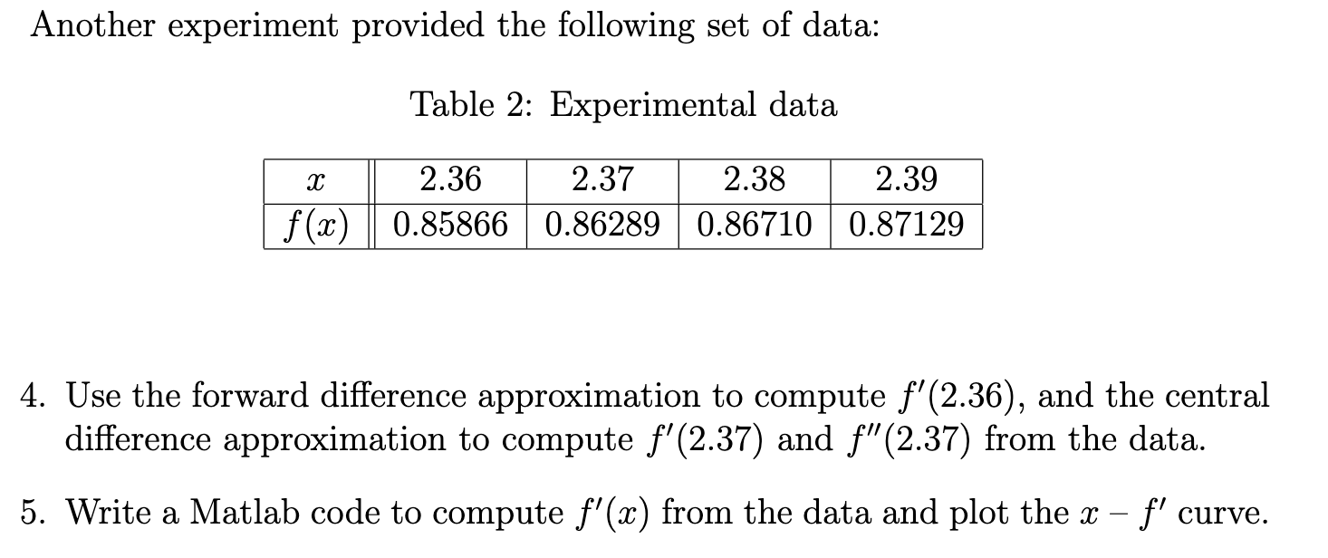 Solved Another experiment provided the following set of | Chegg.com