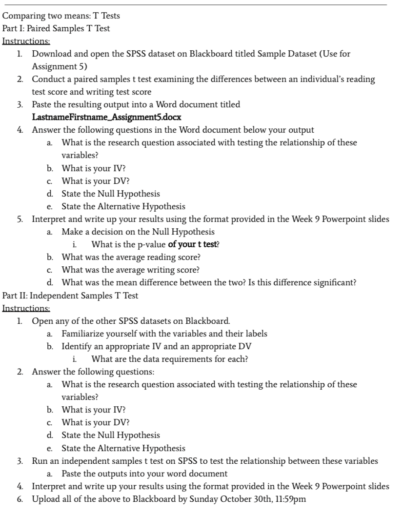 Comparing Two Means T Tests Part I Paired Samples T