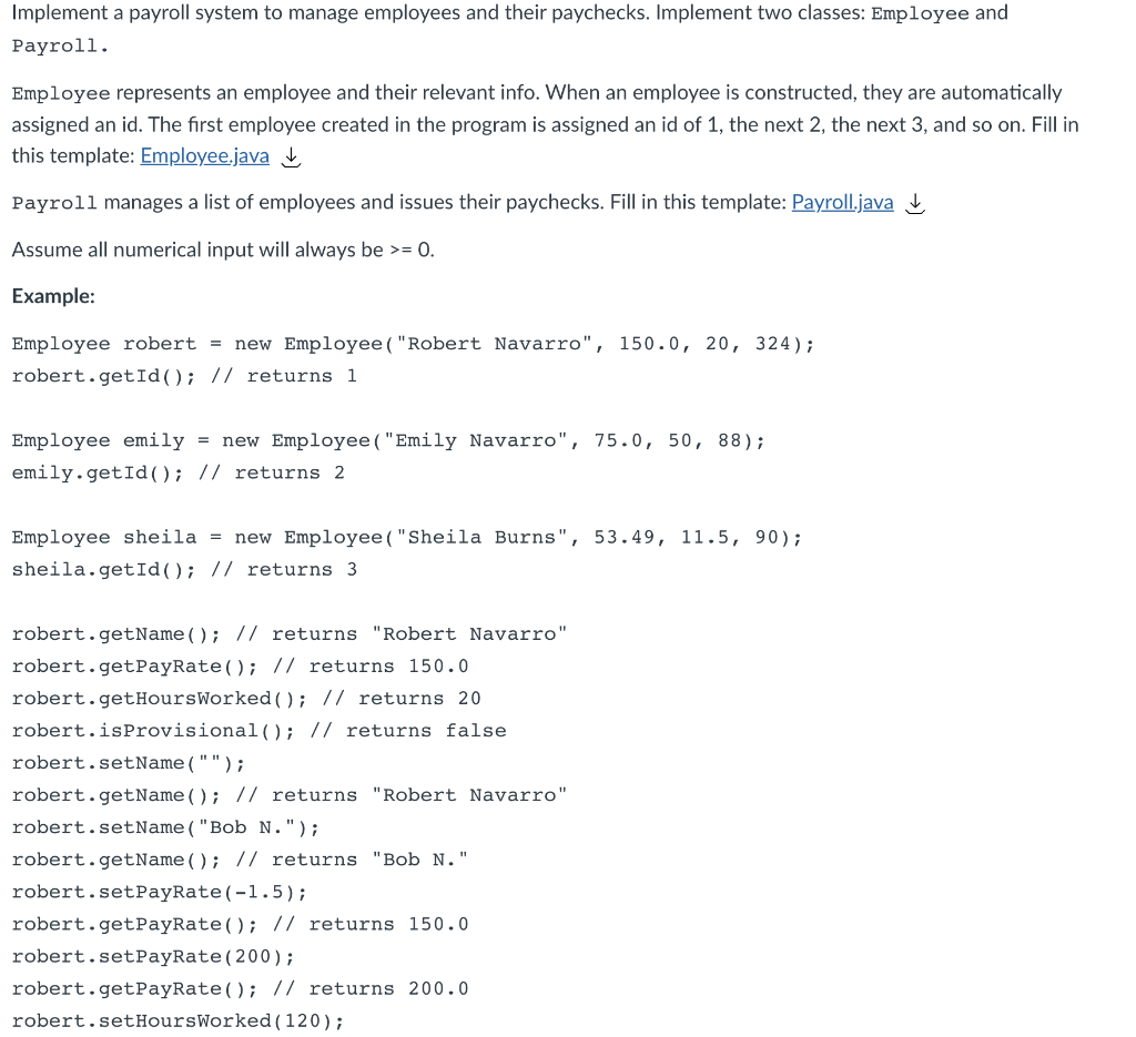 Solved Code in Java please! I figured out the Employee.java | Chegg.com