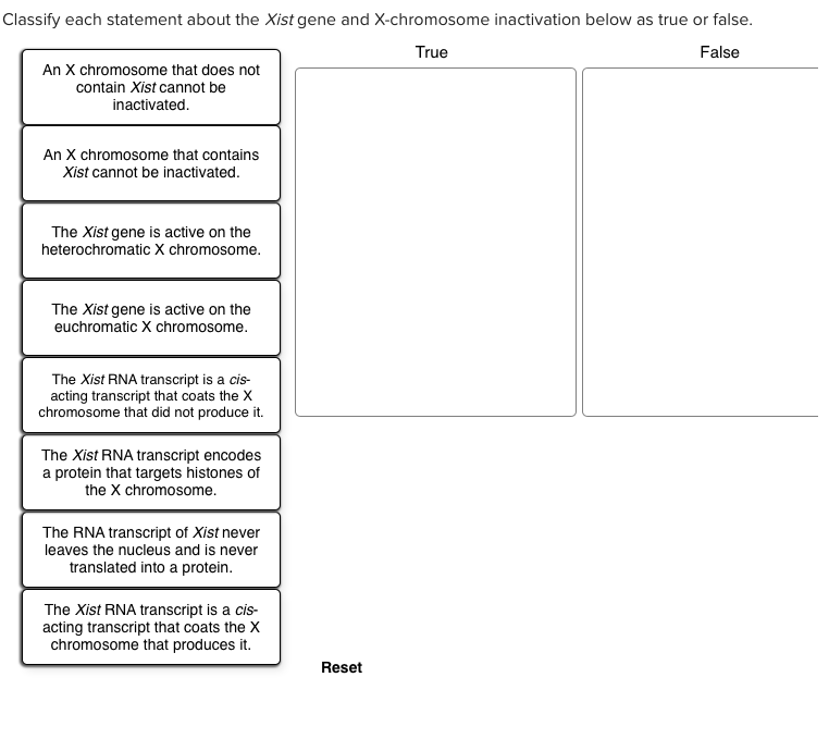 Solved Classify each statement about the Xist gene and | Chegg.com