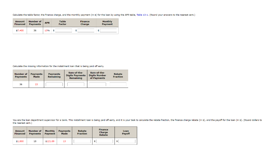 calculate-the-table-factor-the-finance-charge-and-chegg