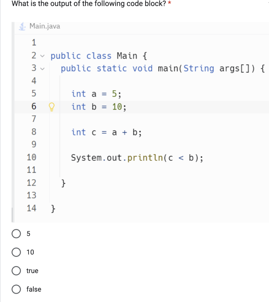 Solved What is the output of the following code block? * 5 | Chegg.com
