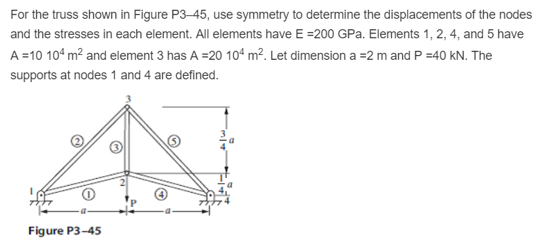 Solved For the truss shown in Figure P3-45, use symmetry to | Chegg.com