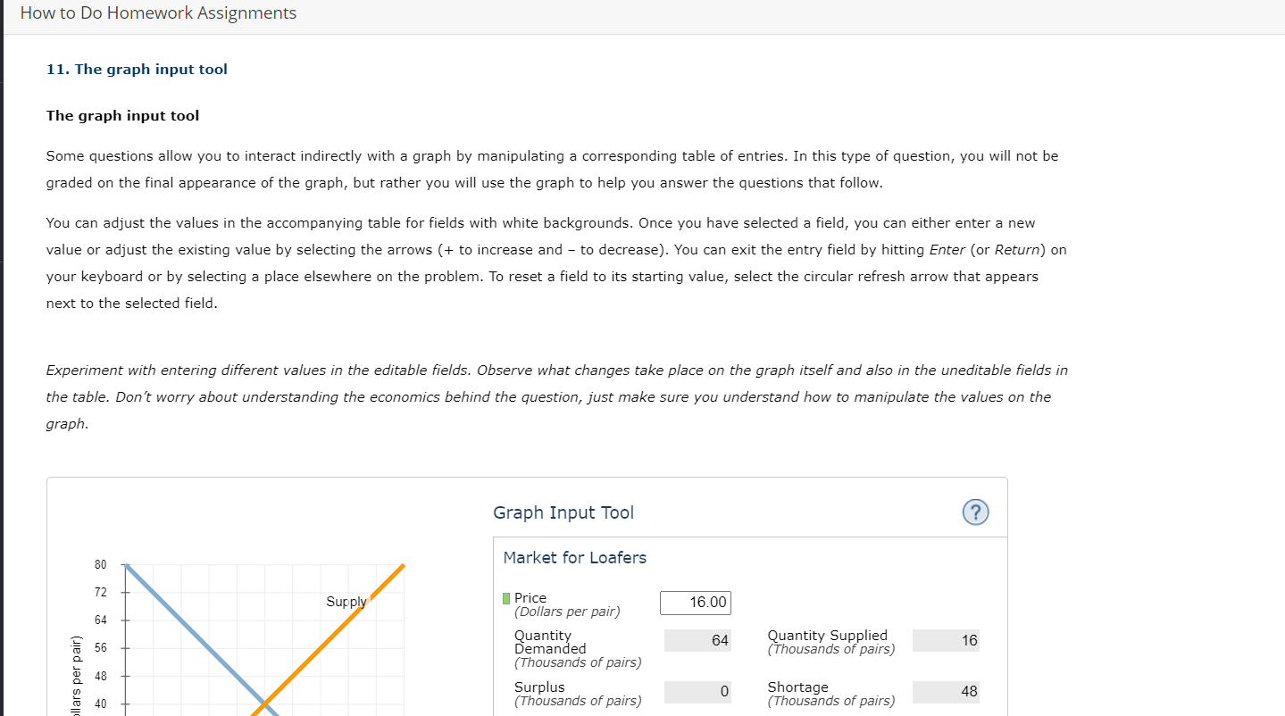 how to do aplia assignments the graph input tool