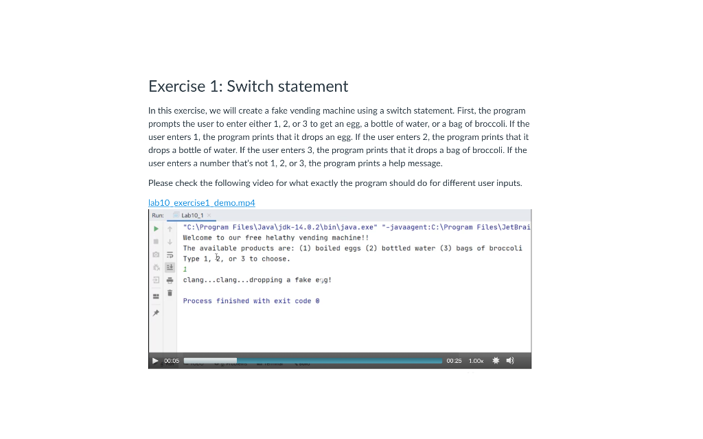 Solved Exercise 1: Switch statement In this exercise, we | Chegg.com