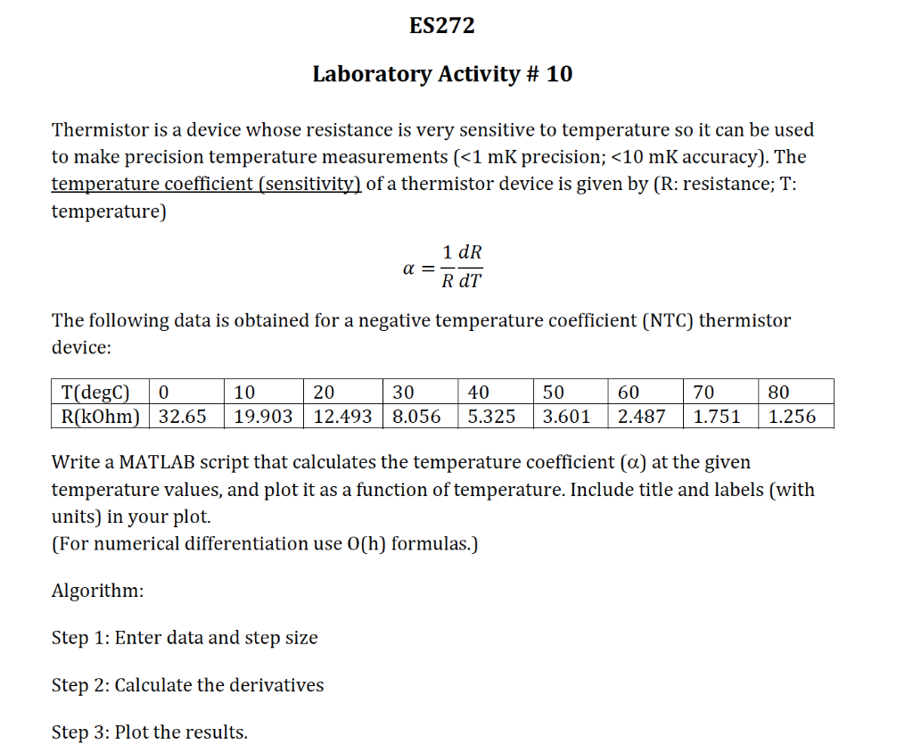 Solved Laboratory Activity \# 10 Thermistor Is A Device | Chegg.com