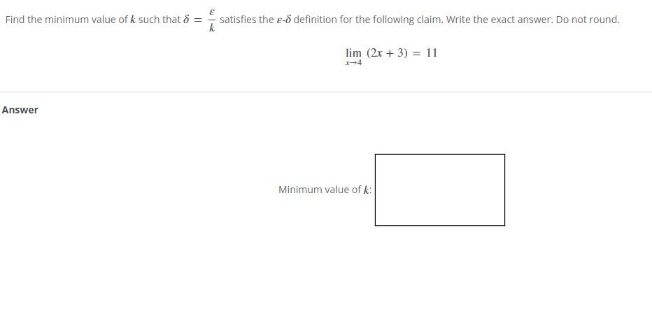 Solved Find the minimum value of k such that 8 = satisfies | Chegg.com