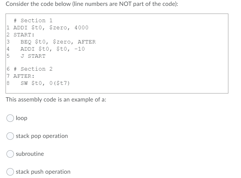 Solved Consider the code below (line numbers are NOT part of | Chegg.com
