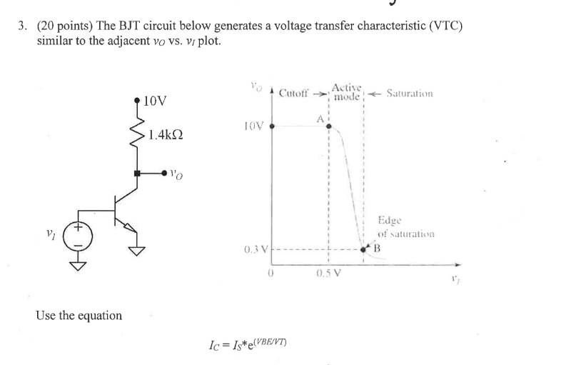 Solved 3. (20 points) The BJT circuit below generates a | Chegg.com